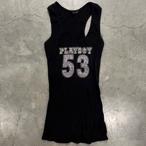 black playboy bedazzled tank top jersey